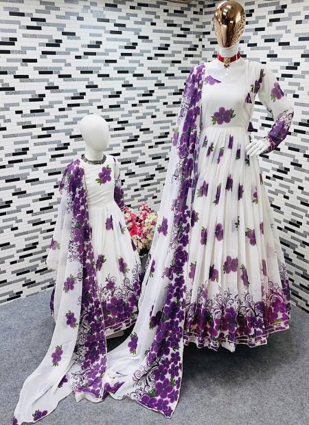 NOC 501 Georgette Printed Gown Mom Daughter Combo